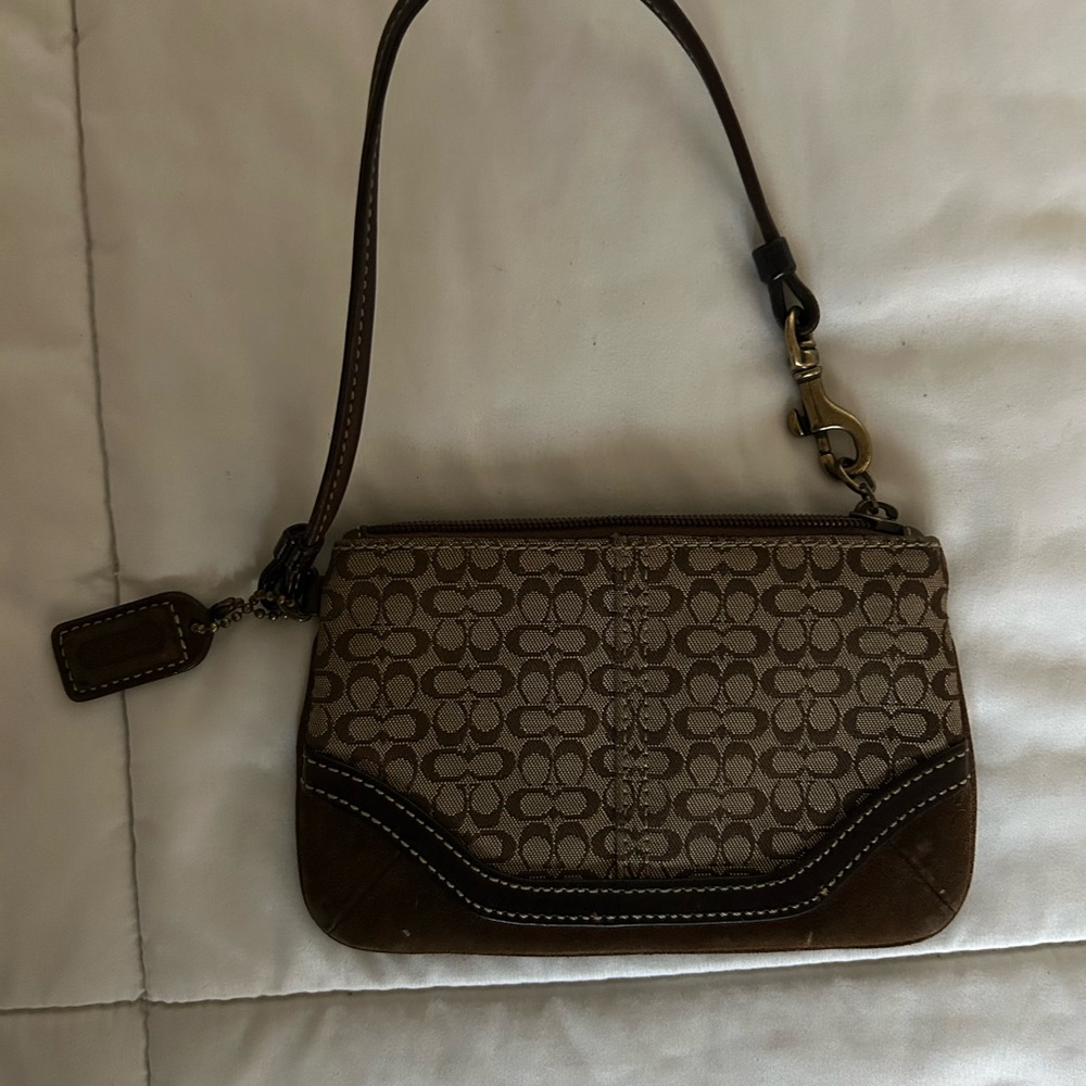 Coach Brown Signature Wristlet